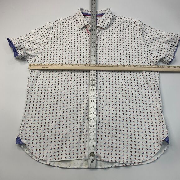 Patrick James Surfer Shirt Mens XL Extra Large White Short Sleeve Cotton Button - Picture 4 of 9